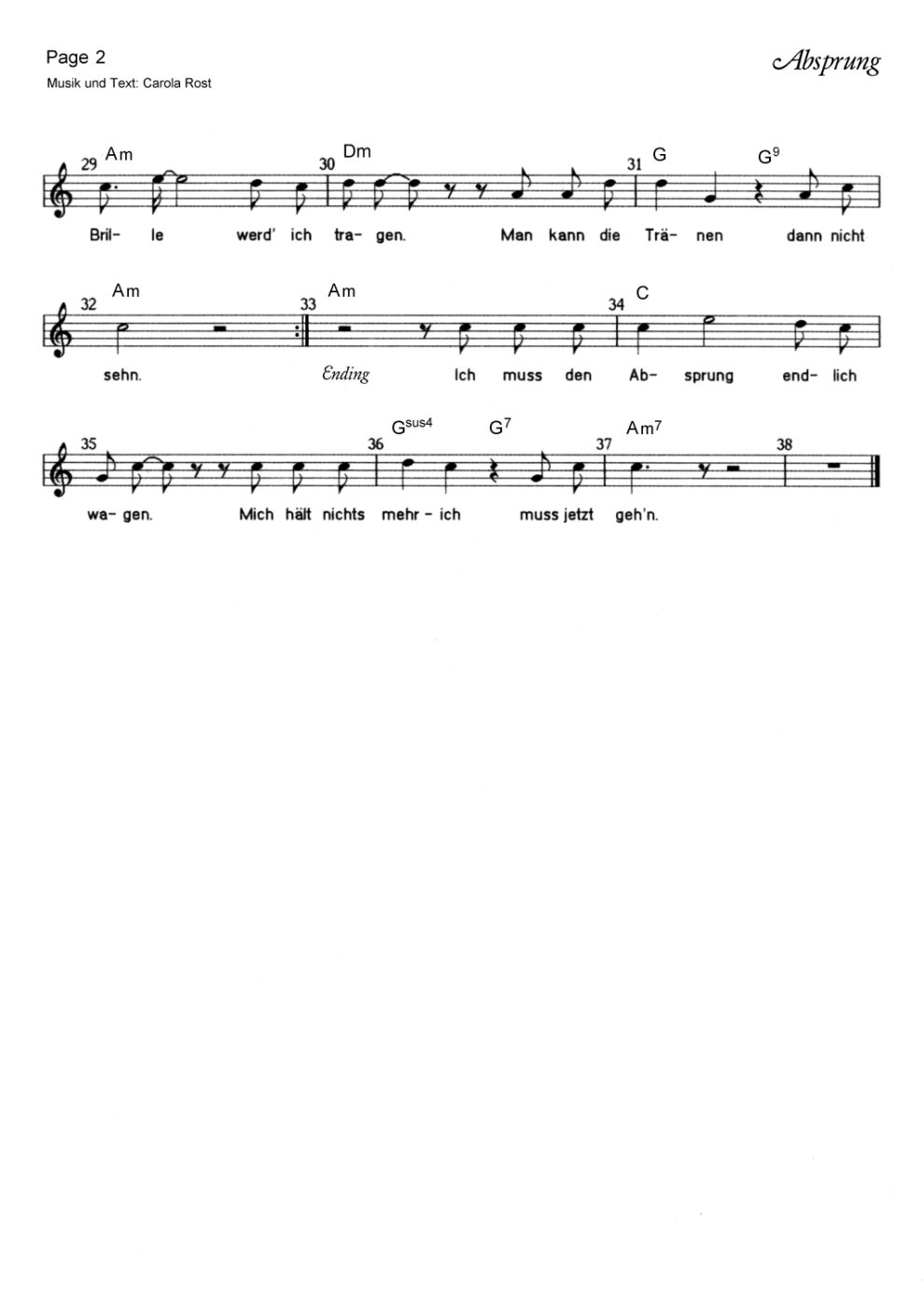 Absprung - Notenblatt 2