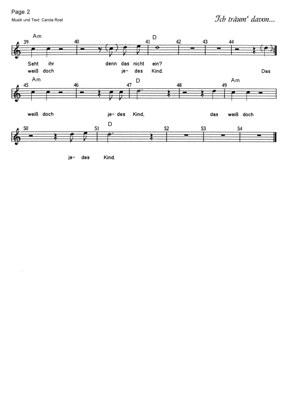 Ich tr�um' davon... - Notenblatt 2