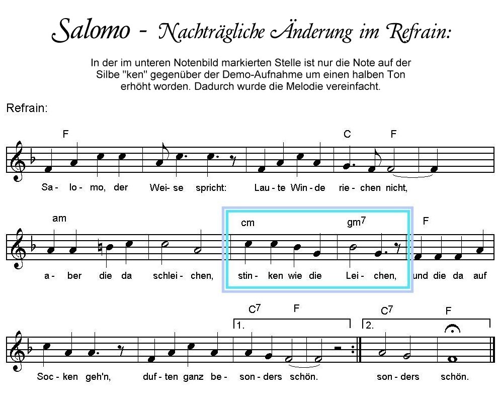 Salomo Refrain - Notenblatt