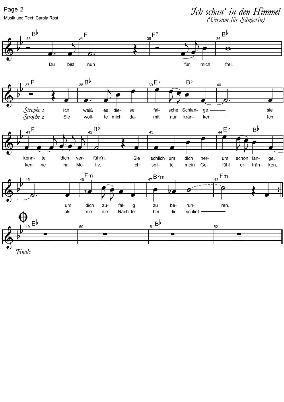 Ich schau' in den Himmel female 2 - Notenblatt