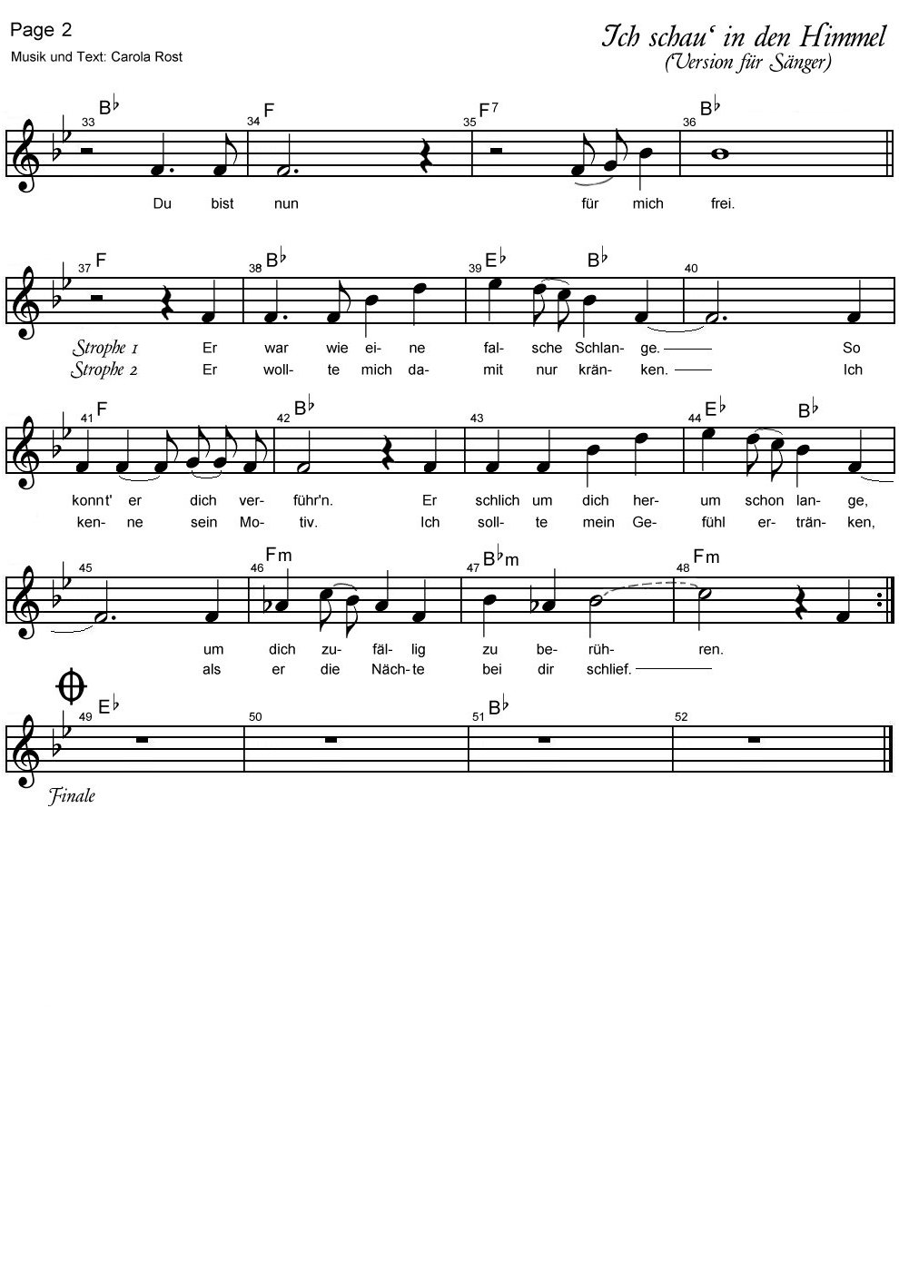 Ich schau' in den Himmel male 2 - Notenblatt
