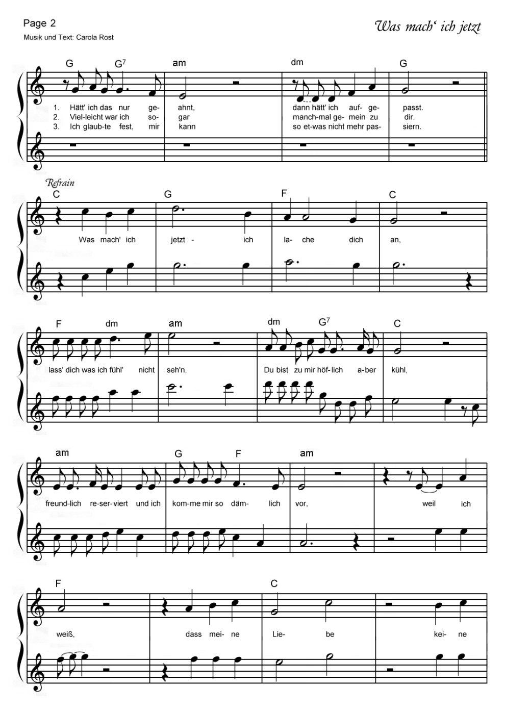 Was mach' ich jetzt - Notenblatt 2