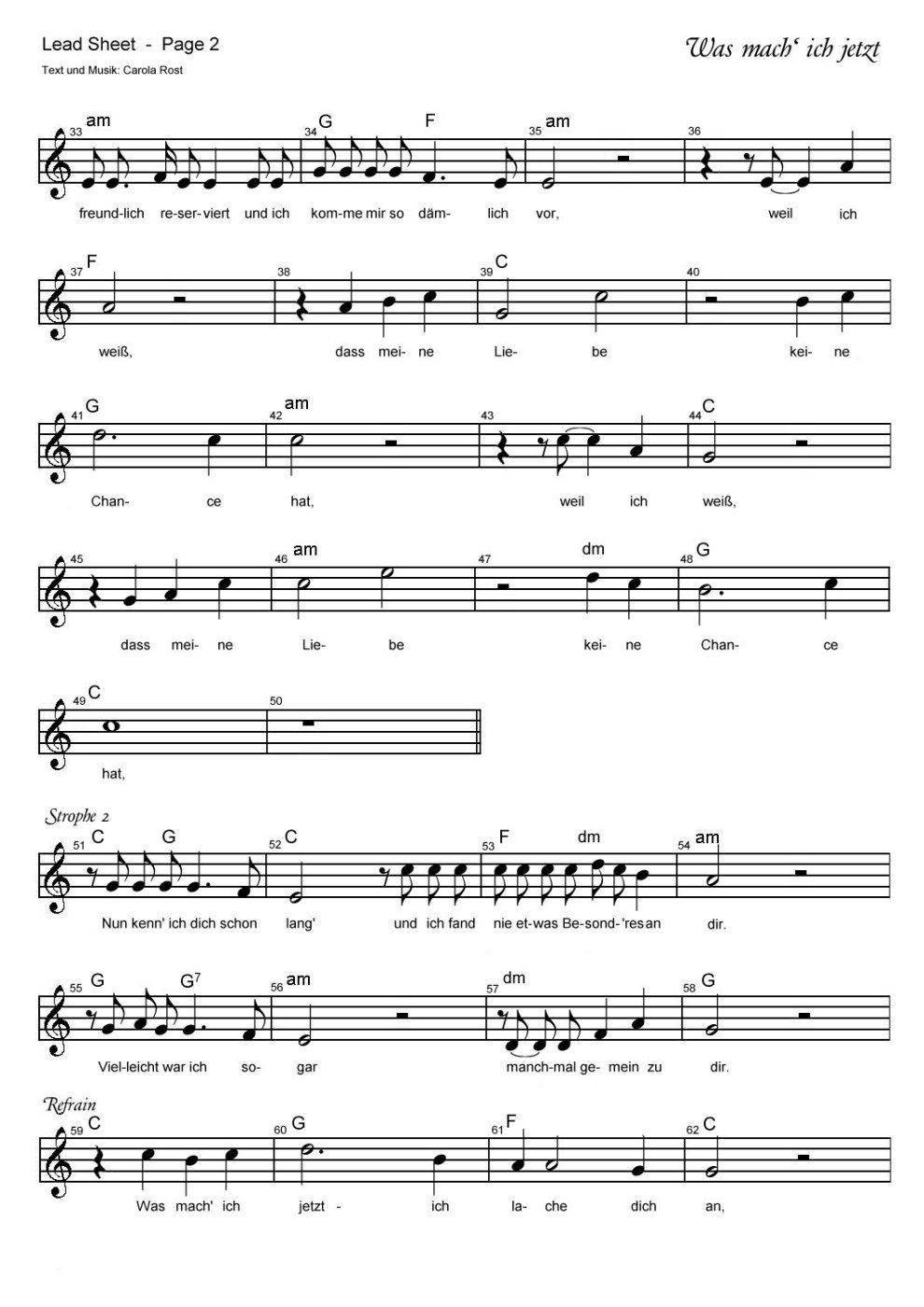 Was mach' ich jetzt - Lead Sheet 2