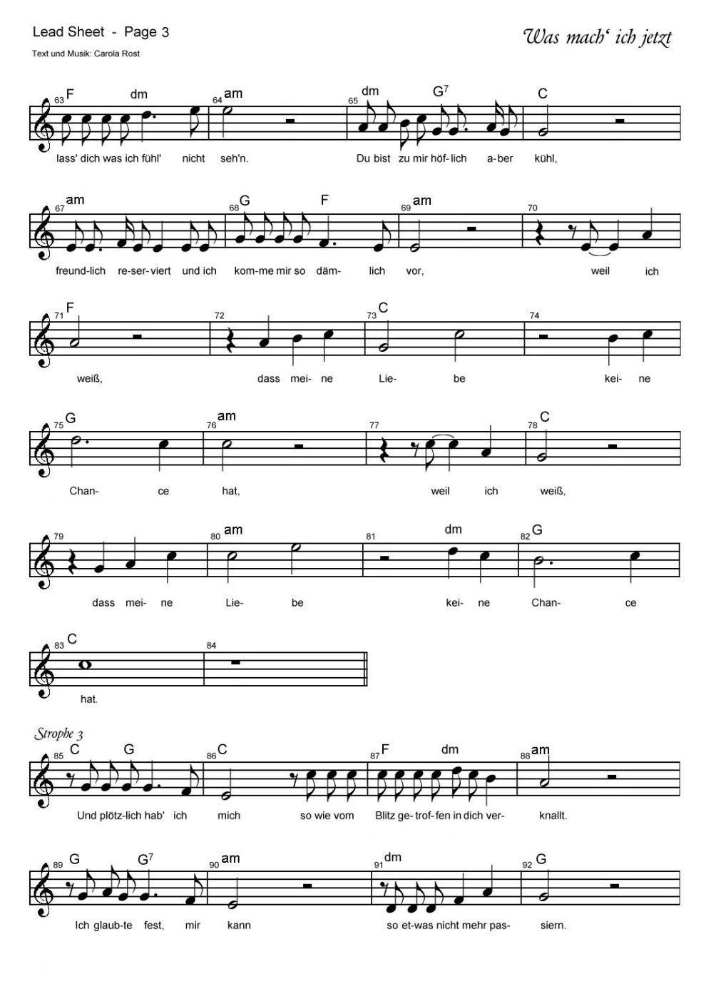 Was mach' ich jetzt - Lead Sheet 3