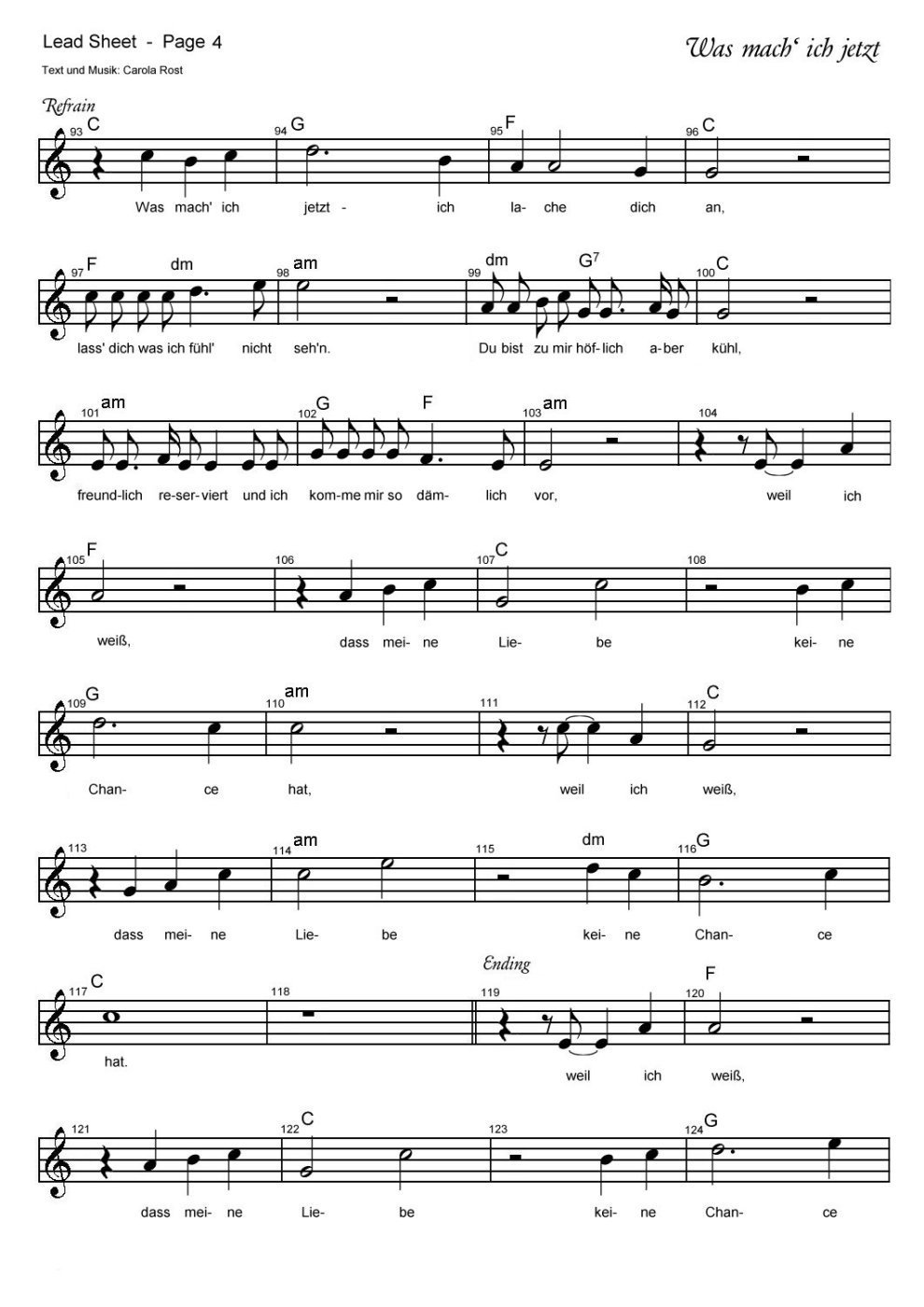 Was mach' ich jetzt - Lead Sheet 4