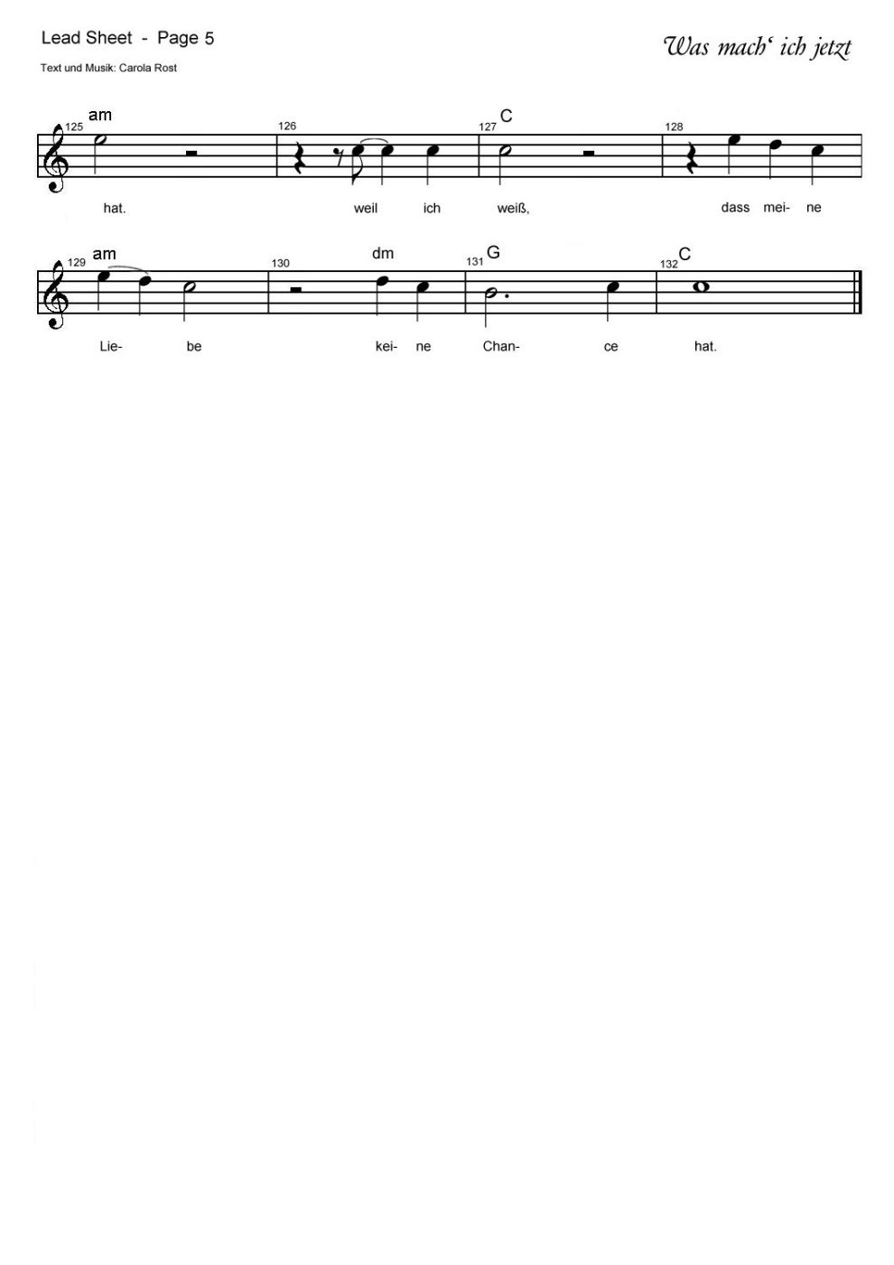Was mach' ich jetzt - Lead Sheet 5