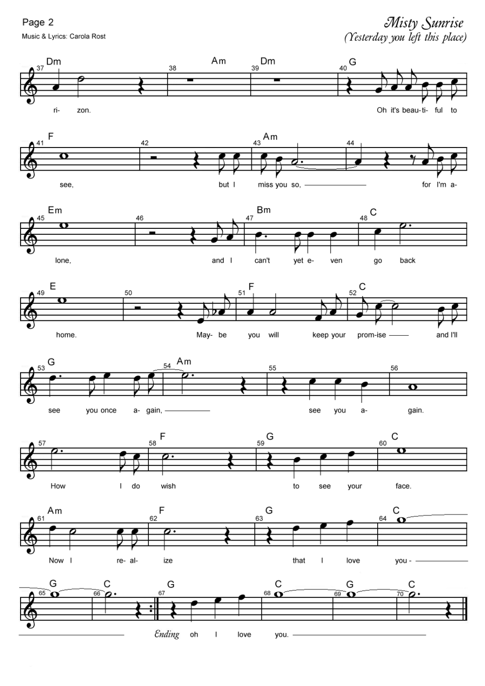 Misty Sunrise - music sheet 2