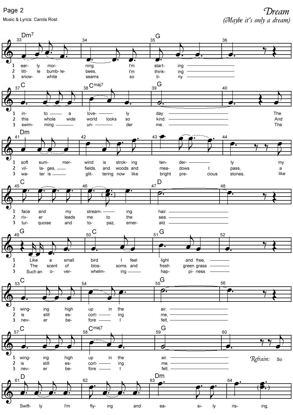 Dream - music sheet 2