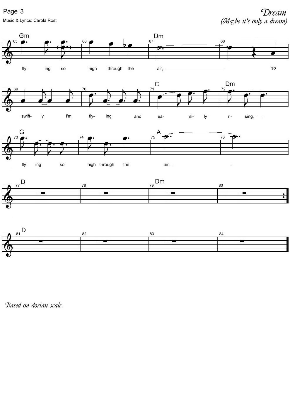 Dream - music sheet 3