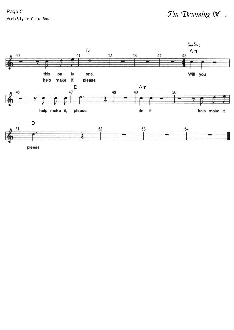 I'm Dreaming Of 2 - music sheet