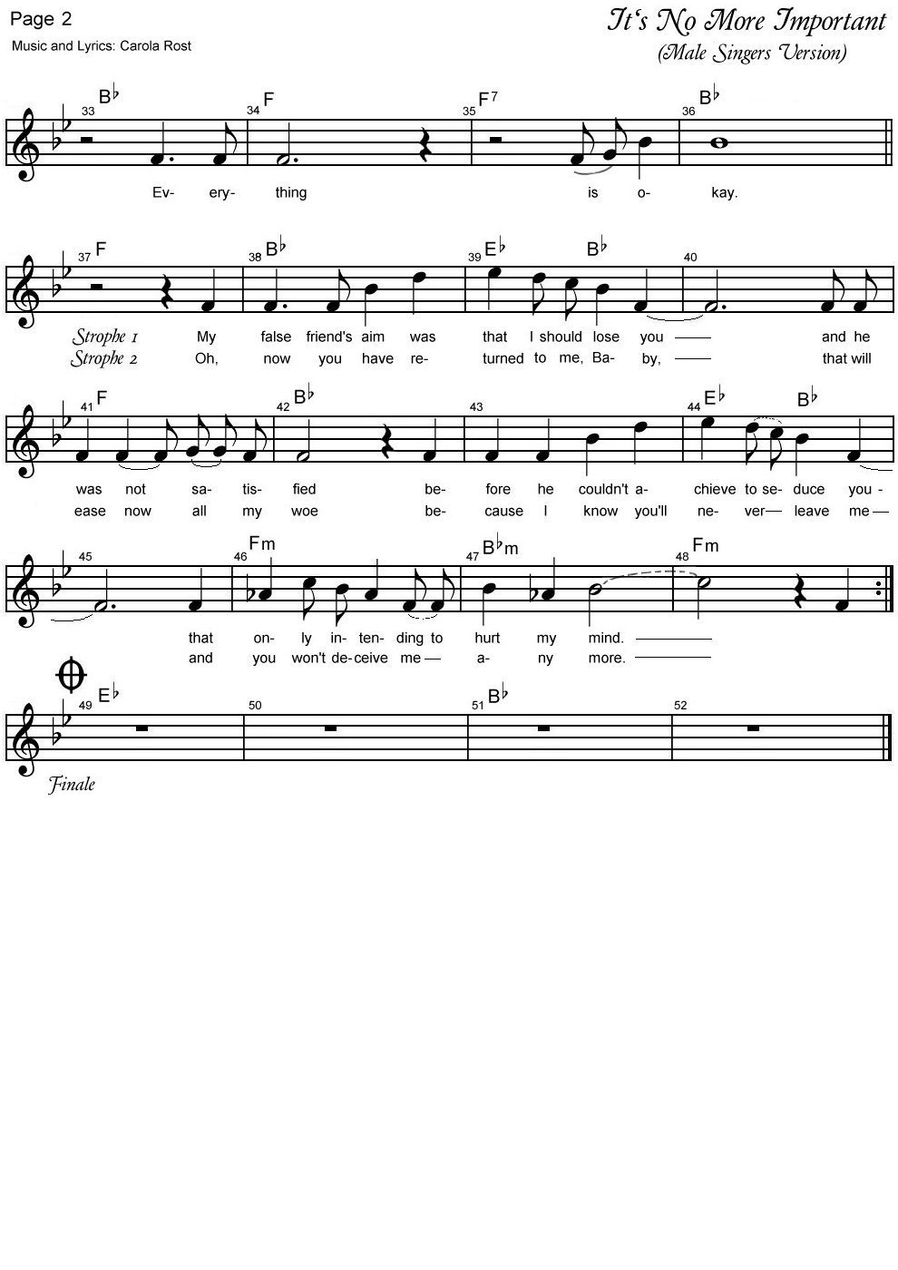 It's No More Important male 2 - music sheet