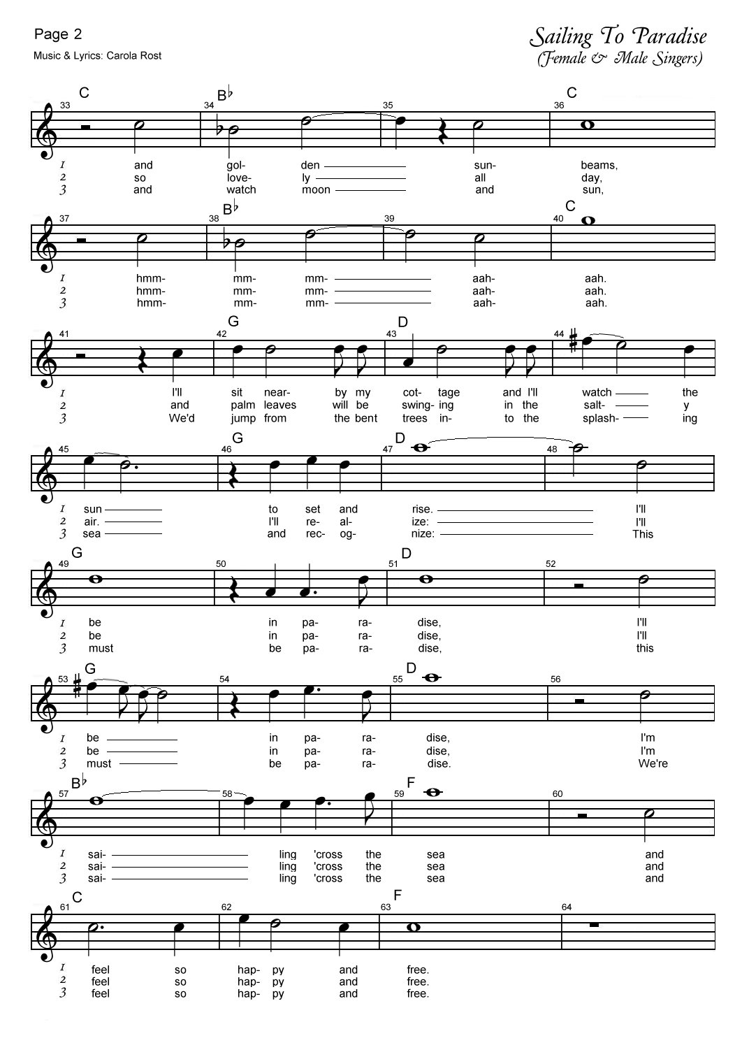 Sailing To Paradise - music sheet 2