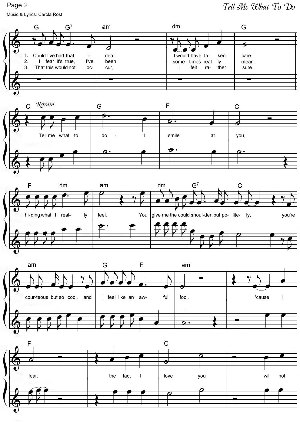Tell Me What To Do - music sheet 2
