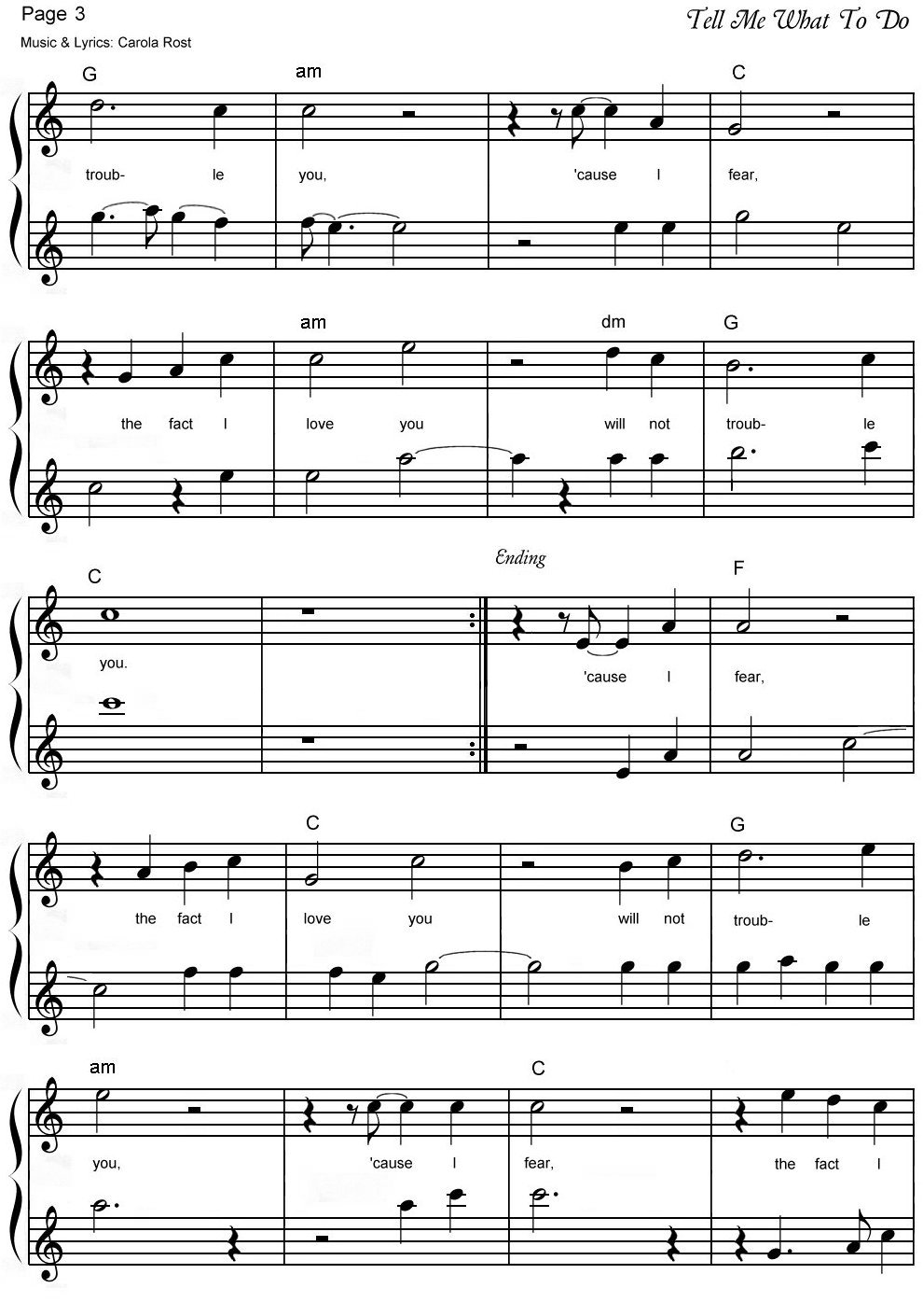 Tell Me What To Do - music sheet 3