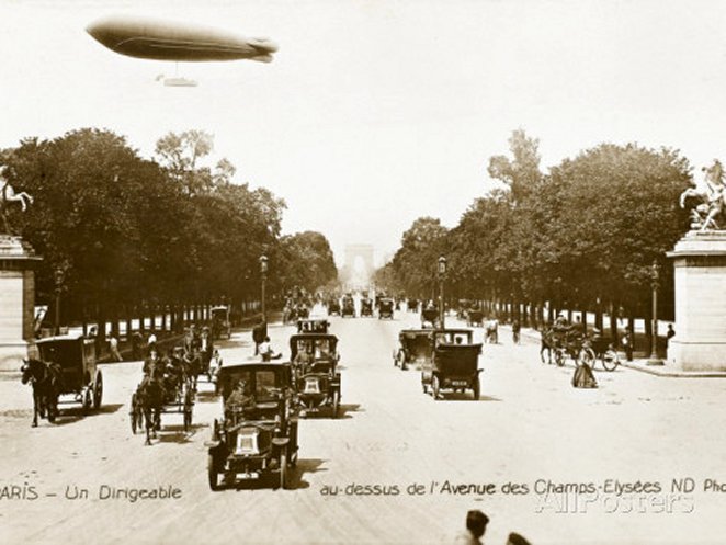 Airship over the Champs Elysees, Paris