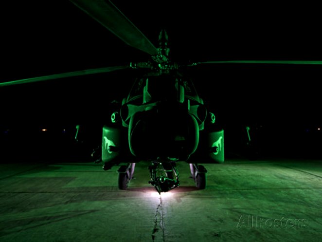 An AH-64D Apache Helicopter at Night