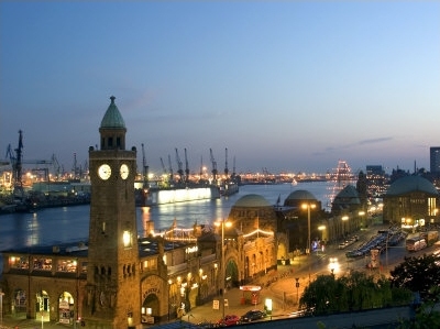 Hamburg, Landing Pier, River Elbe, Germany, art print