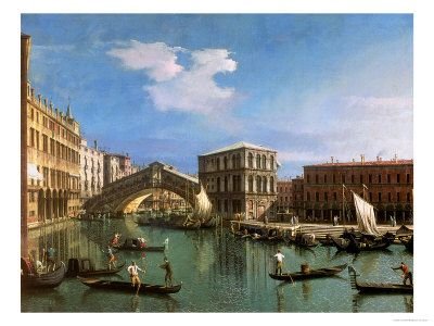 The Rialto Bridge, Venice, Italy - by Canaletto 