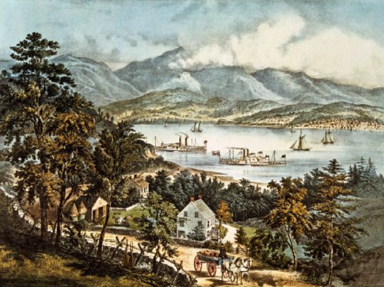 The Catskill Mountains from the Eastern Shore of the Hudson by Currier & Ives