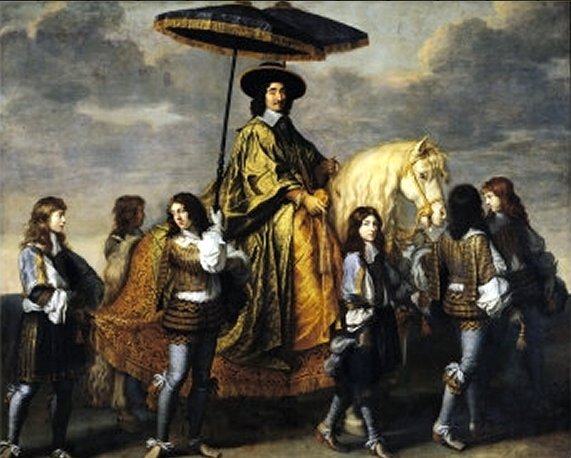 Chancellor Pierre Seguier on Horseback, Leading His Horse is the Young Louis XIV - by Charles le Brun