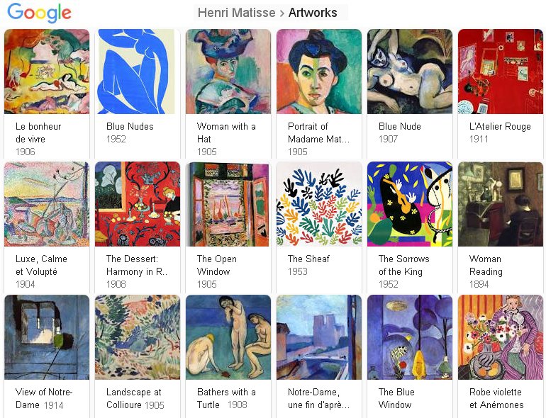 Henri Matisse Google results
