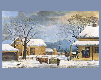 Home Thanksgiving by Currier and Ives, art print