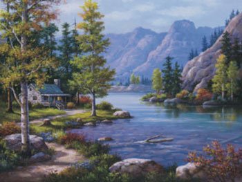 Lakeside Lodge by Sung Kim, art print