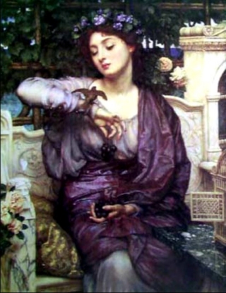 Libra and her Sparrow by Sir Edward Poynter - Art Print