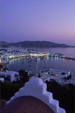 Walter Bibikow - Chapel and Mykonos Town, Art Print