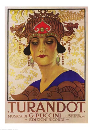 Puccini - Turandot, vintage theatre art print