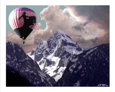 Riding the Tetons - Hot Air Balloon, Art Print