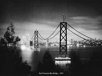 San Francisco Bay Bridge 1935, art print