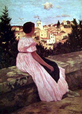The Pink Dress by Frederic Bazille, Art Print