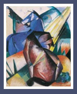 Art Print Two Horses by Franz Marc