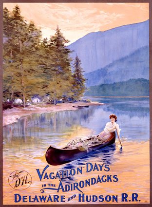 Vintage Travel, Vacation Days in the Adirondacks, art print